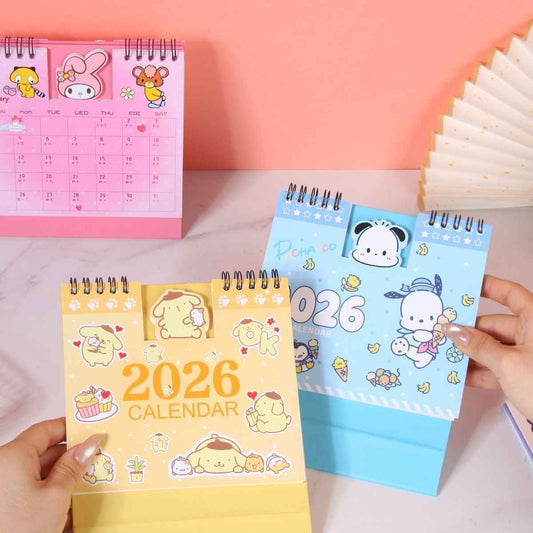 Sanrio 2026 Kawaii Desk Calendar Set - Kuromi, Melody & Friends