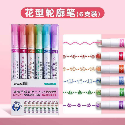 6 Floral Pattern Roller Pens for Journaling & School Projects
