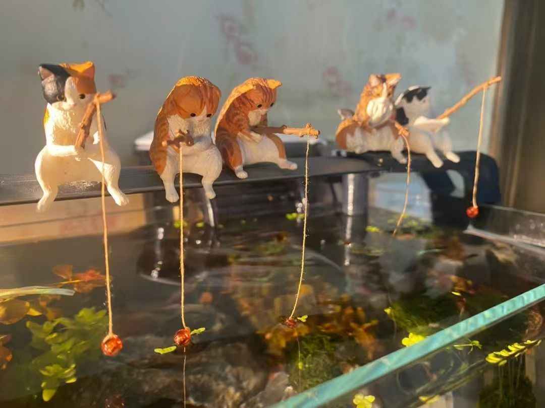 New Cute Cat Fishing Car Decor for Creative Healing Spaces