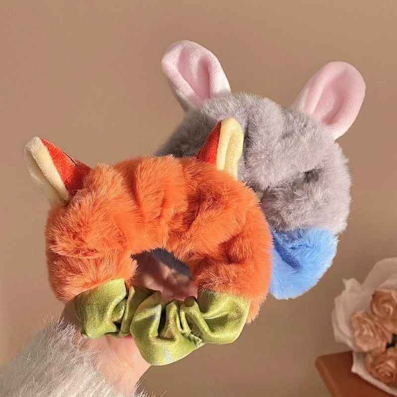 Cute Plush Animal Ear Hair Ties for Kawaii Fall Headband