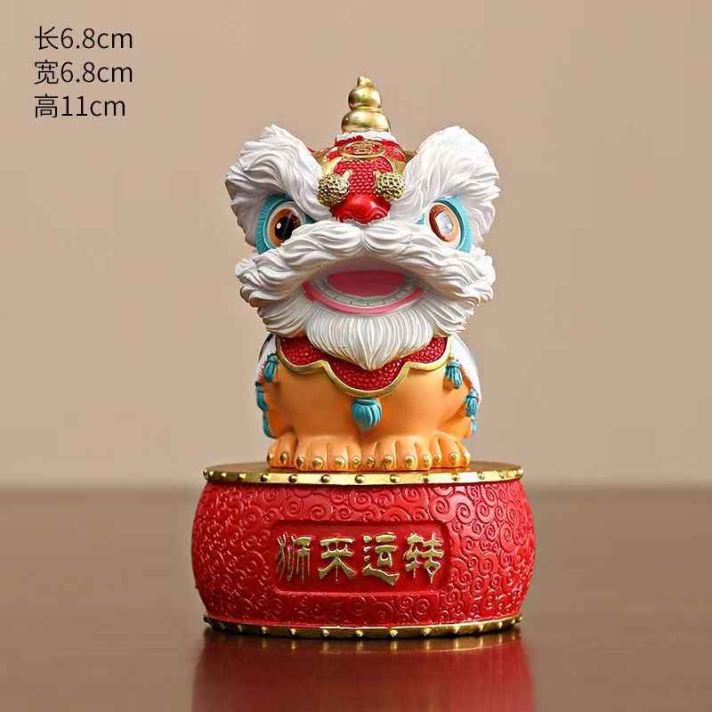 Guochao Lion Dance Figurine – Elegant Desktop Gift for Home or Office
