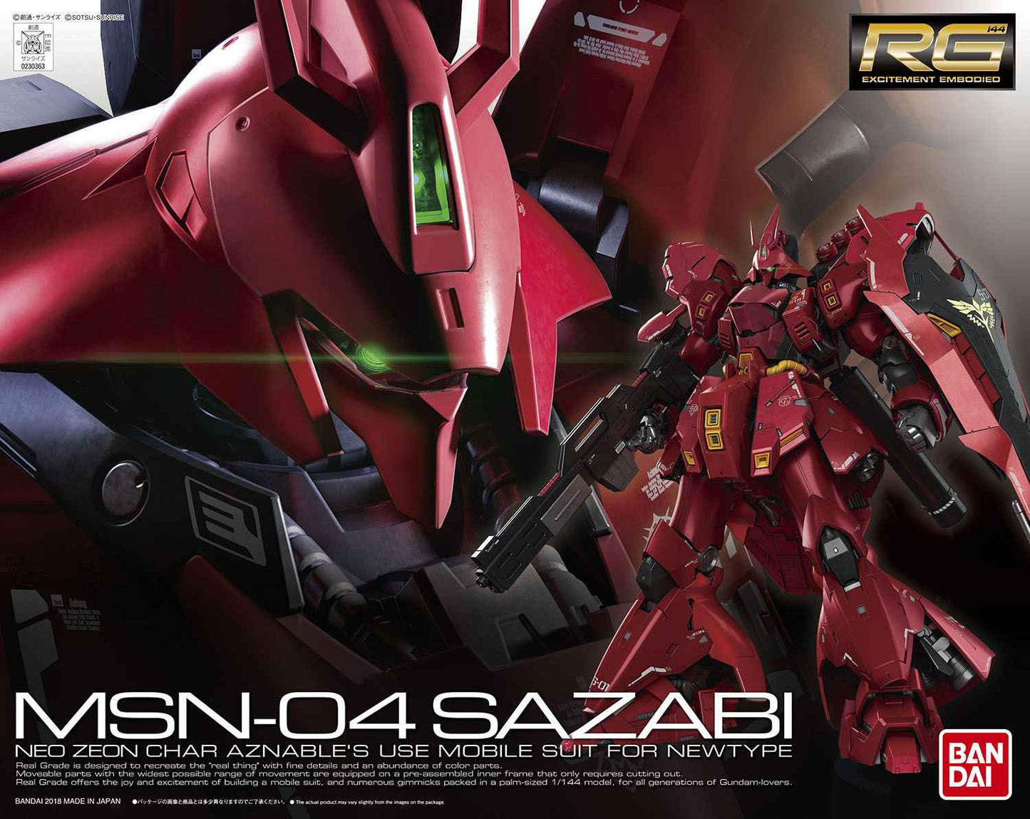BANDAI RG 1/144 逆襲のシャア Sazabi Model Kit - Perfect for Gundam Enthusiasts