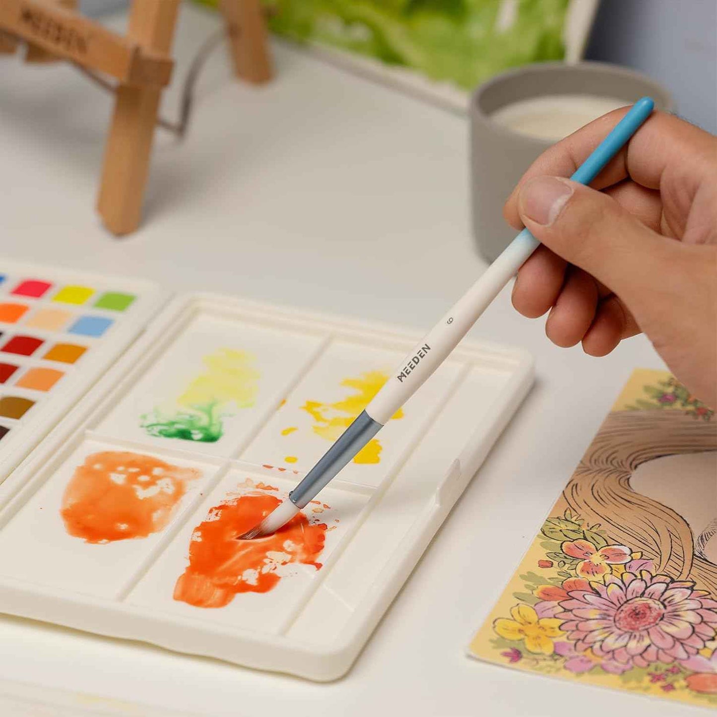 MEEDEN Watercolor Paint Brush Set 10 Piece Sky Blue