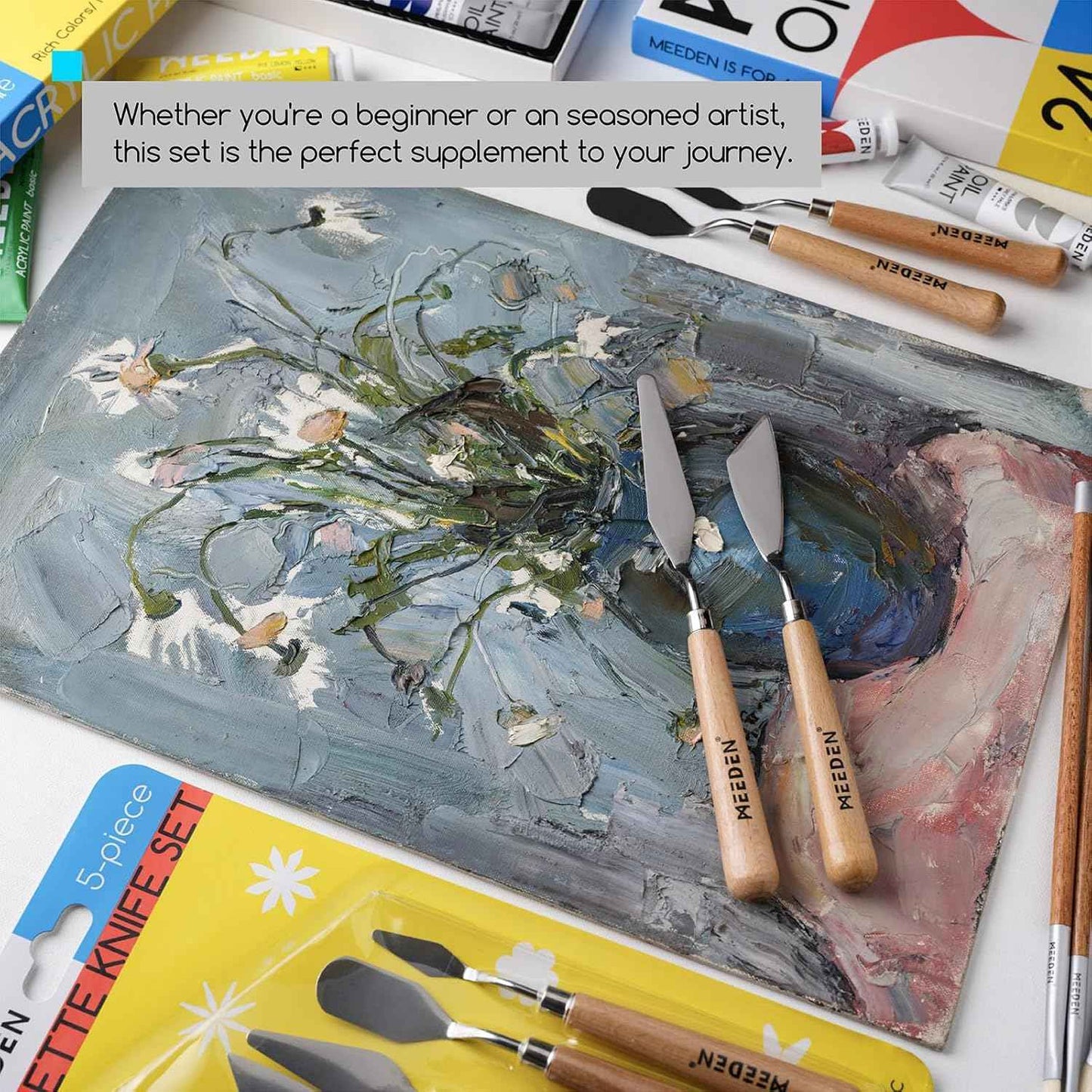 MEEDEN 5Pcs Palette Knife Set for Oil Canvas Acrylic Painting