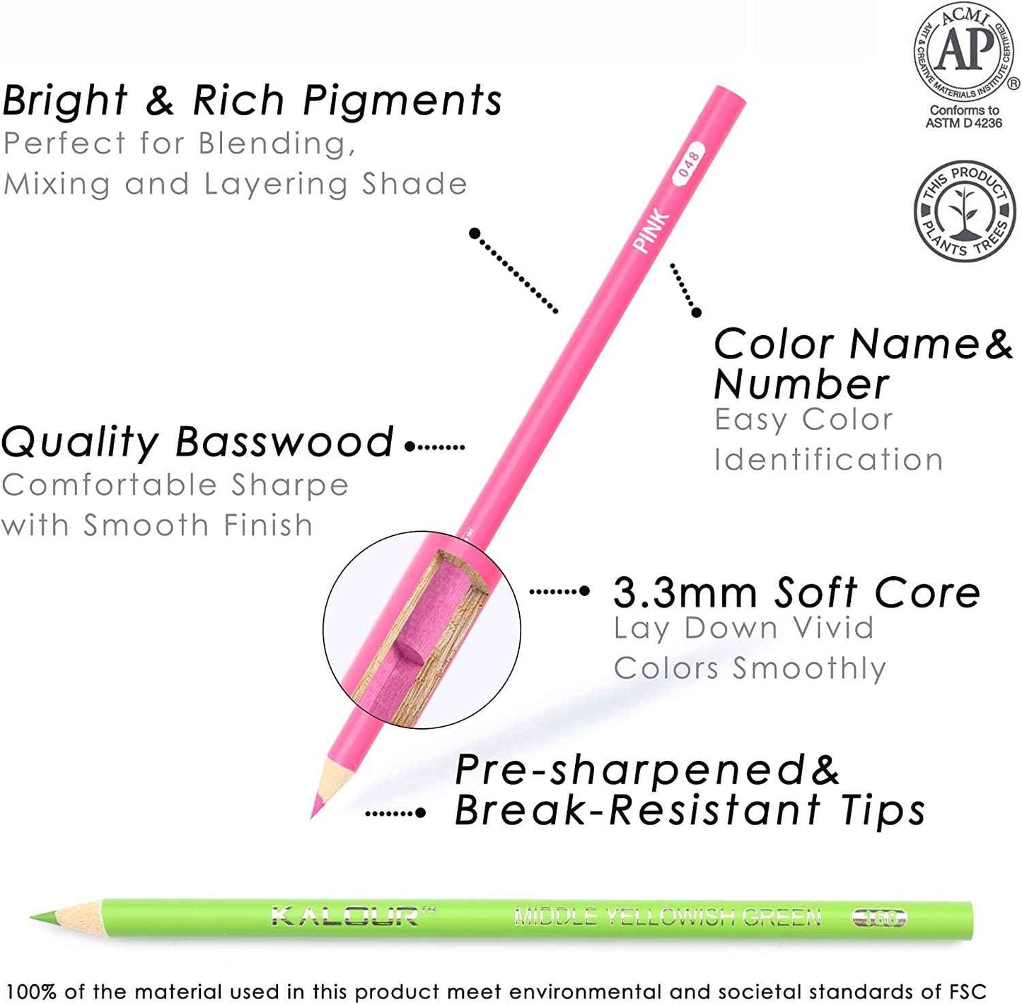 KALOUR 180 Oil Based Colored Pencil Set for Adults Artists Kids Tin Box - TTpen