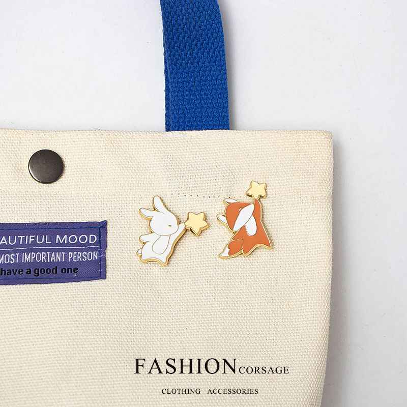 Adorable Star-Plucking Bunny Brooch | Festive Enamel Pin!（3pcs）