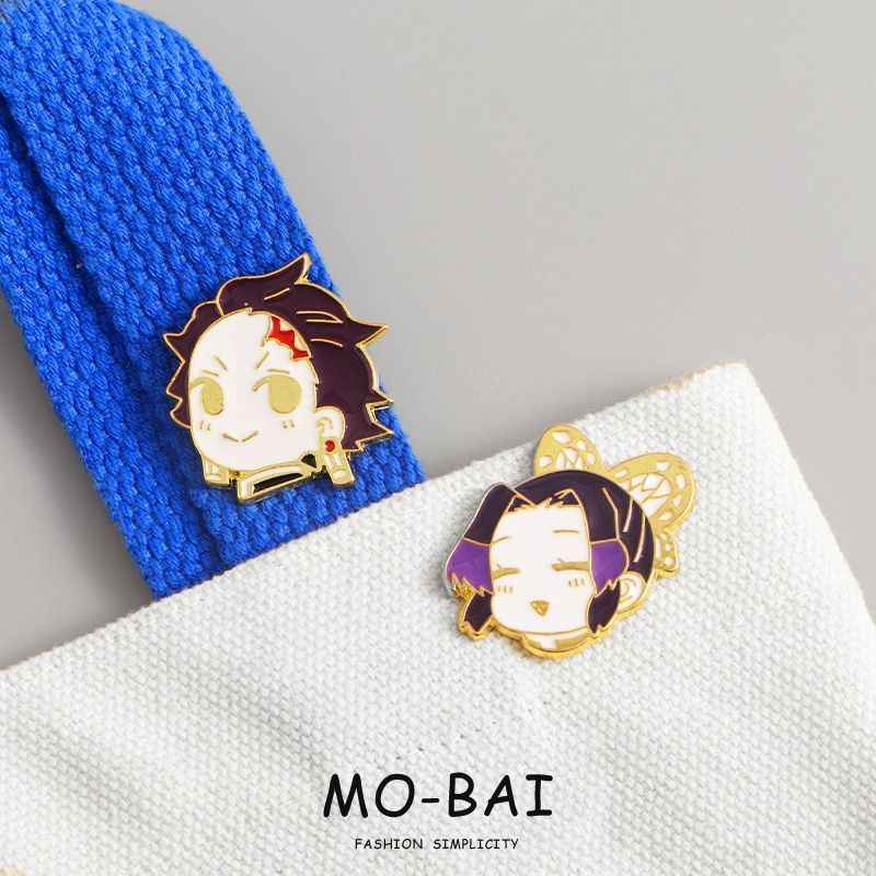 Kimesh no Yaiba Cute Pins: Butterfly, Tanjiro, Zenitsu, Giyu - Collectible Anime Metal Badges for Fashion &amp; Gifts