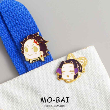 Kimesh no Yaiba Cute Pins: Butterfly, Tanjiro, Zenitsu, Giyu - Collectible Anime Metal Badges for Fashion &amp; Gifts