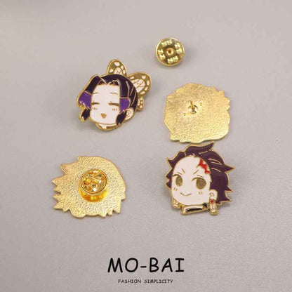 Kimesh no Yaiba Cute Pins: Butterfly, Tanjiro, Zenitsu, Giyu - Collectible Anime Metal Badges for Fashion &amp; Gifts