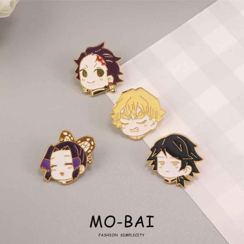 Kimesh no Yaiba Cute Pins: Butterfly, Tanjiro, Zenitsu, Giyu - Collectible Anime Metal Badges for Fashion &amp; Gifts