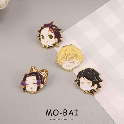 Kimesh no Yaiba Cute Pins: Butterfly, Tanjiro, Zenitsu, Giyu - Collectible Anime Metal Badges for Fashion &amp; Gifts