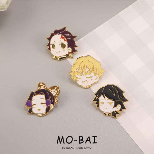 Kimesh no Yaiba Cute Pins: Butterfly, Tanjiro, Zenitsu, Giyu - Collectible Anime Metal Badges for Fashion &amp; Gifts