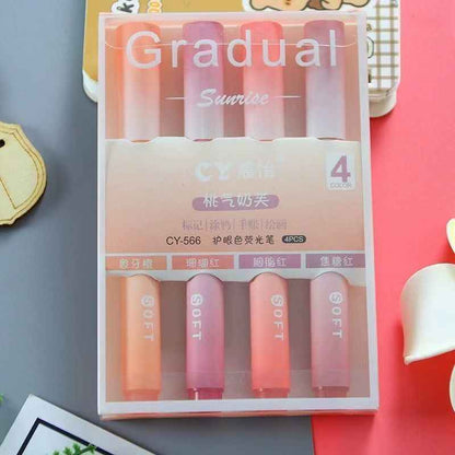 Gradual Sunrise Highlighter Set: Aesthetic Pastel Colors for Study & Art