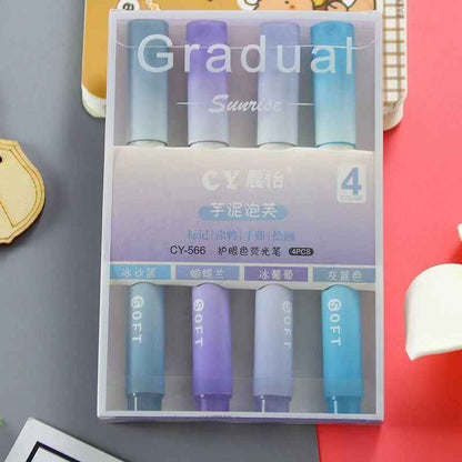 Gradual Sunrise Highlighter Set: Aesthetic Pastel Colors for Study & Art