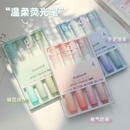 Gradual Sunrise Highlighter Set: Aesthetic Pastel Colors for Study & Art
