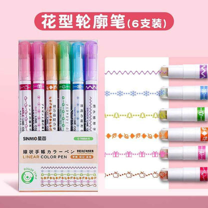 6 Floral Pattern Roller Pens for Journaling &amp; School Projects