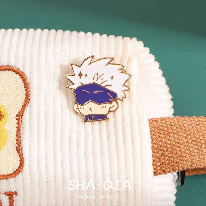 Jujutsu Kaisen Q Version Metal Enamel Pin Set: 5 Collectible Anime Character Badges(8pcs)