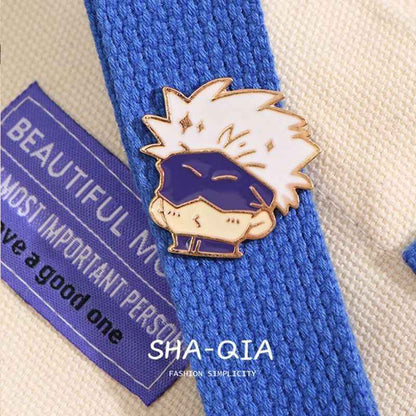 Jujutsu Kaisen Q Version Metal Enamel Pin Set: 5 Collectible Anime Character Badges(8pcs)