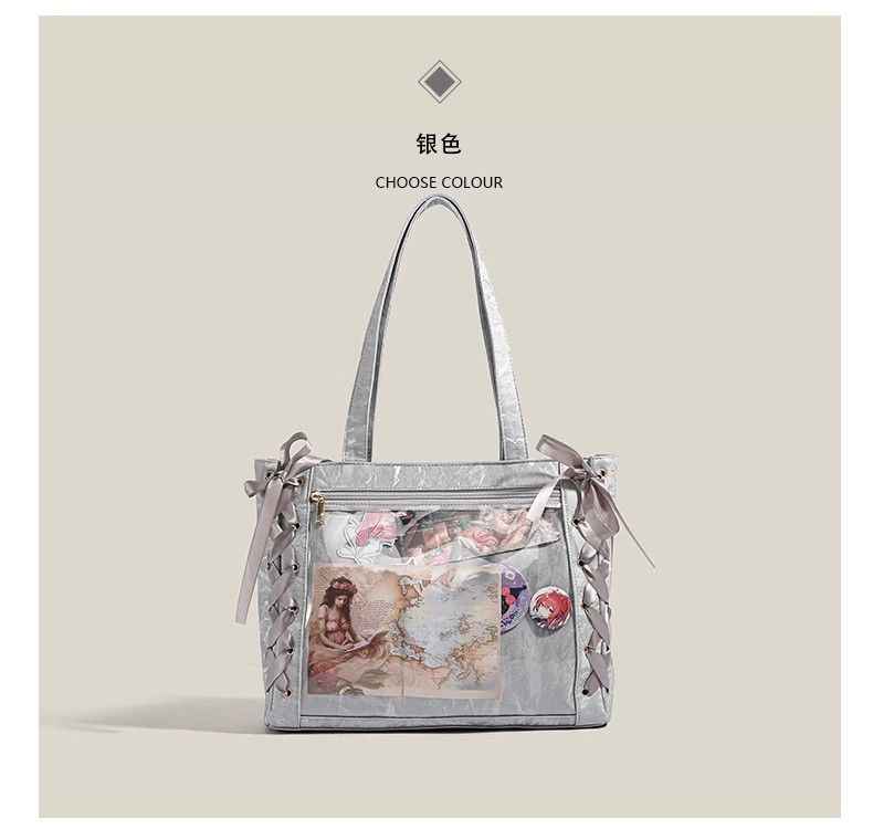 Ribbon Ita Bag: Cute Anime Collage Tote for Kawaii Fans