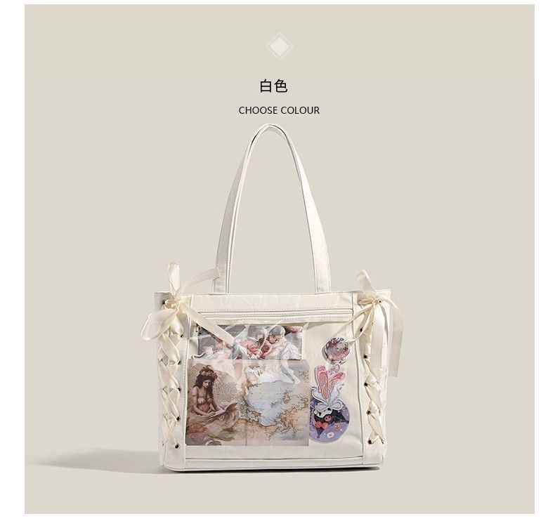 Ribbon Ita Bag: Cute Anime Collage Tote for Kawaii Fans