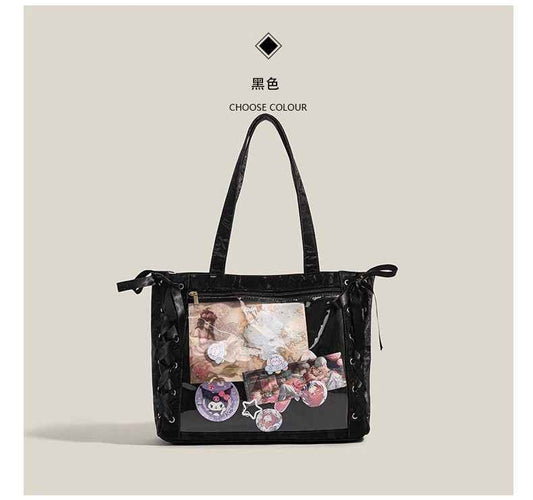 Ribbon Ita Bag: Cute Anime Collage Tote for Kawaii Fans