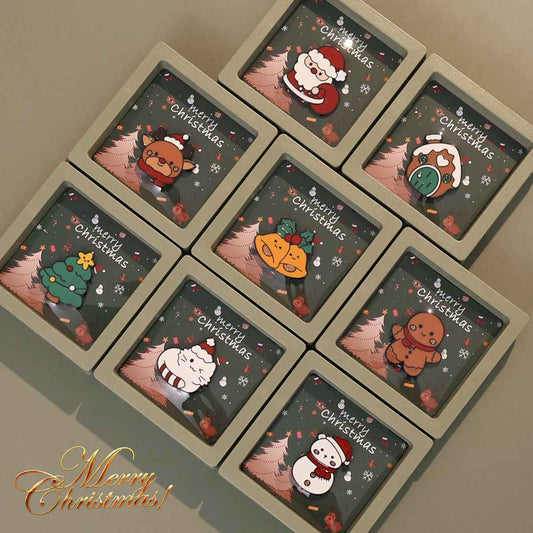 Christmas Pin Set: Cute Santa, Snowman, Reindeer for Gifts（8pcs）
