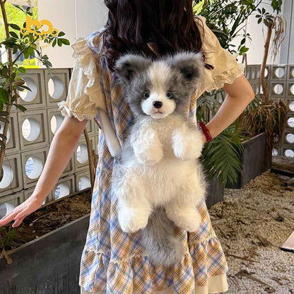 Faux Merle Border Collie Plush Backpack - Cute Gift