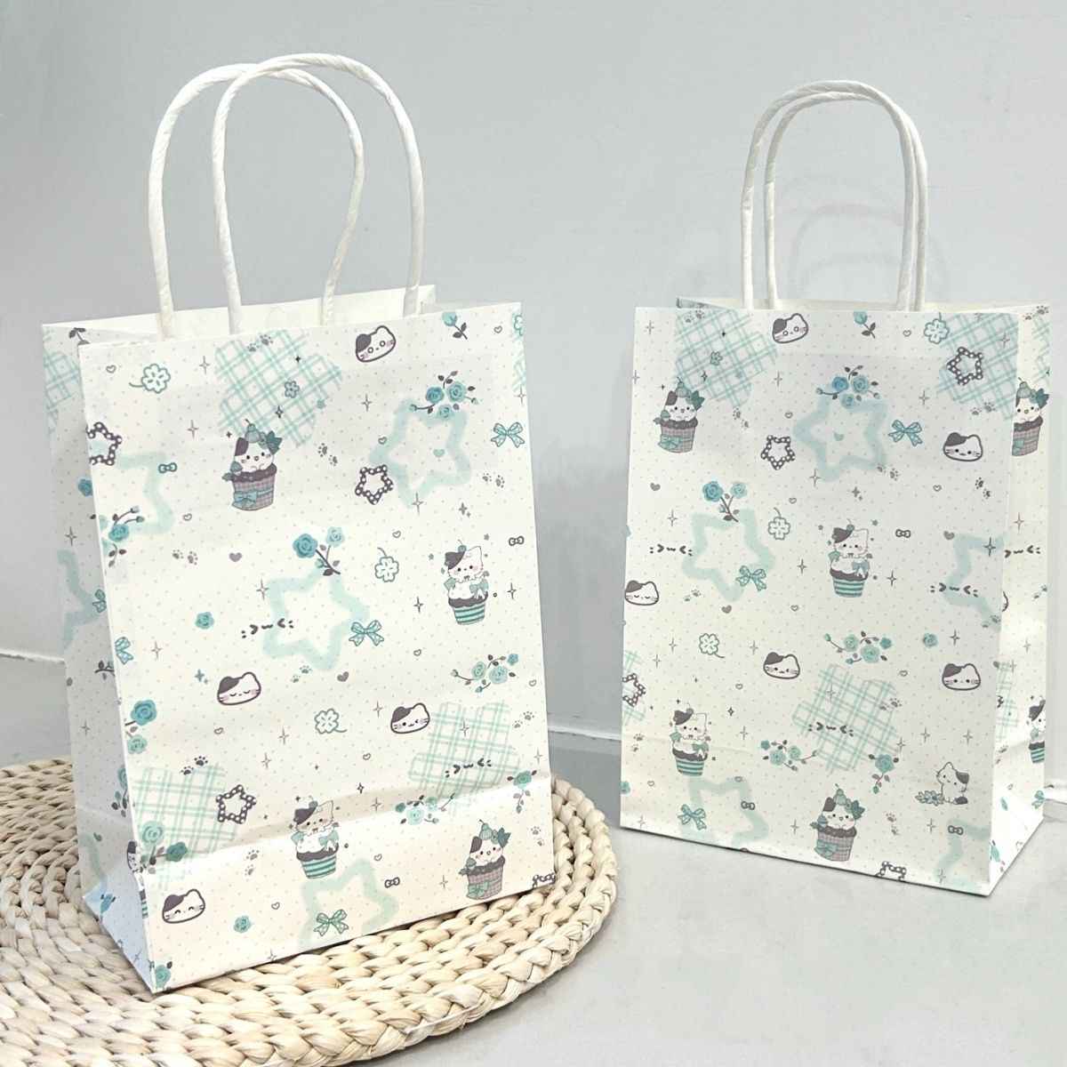 Mint Cat Birthday Gift Bag