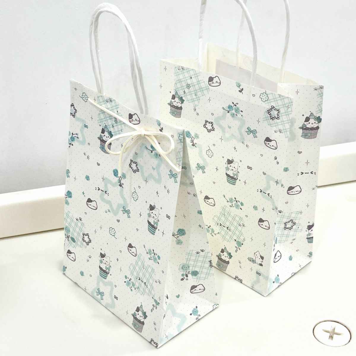 Mint Cat Birthday Gift Bag