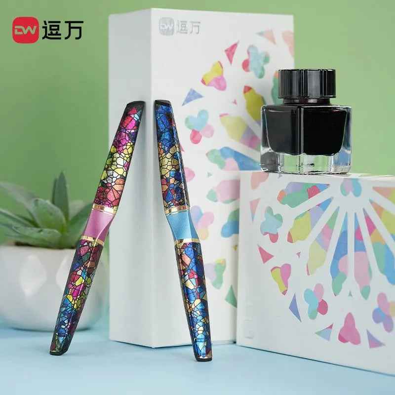 European Retro Pen Set: Stained Glass Design, Holiday Gift