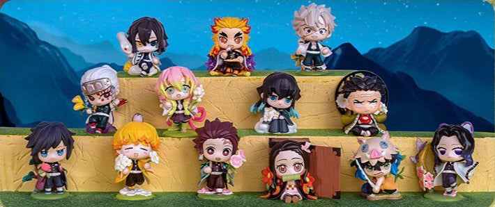 Demon Slayer: Kimetsu no Yaiba Blind Box Q-Version Figures Toys Gifts - Tanjiro Manjutsuri Zenitsu Sound Pillar Flame Pillar Birth Flowers