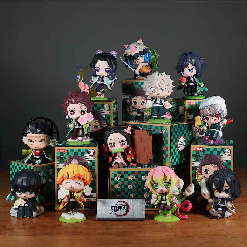 Demon Slayer: Kimetsu no Yaiba Blind Box Q-Version Figures Toys Gifts - Tanjiro Manjutsuri Zenitsu Sound Pillar Flame Pillar Birth Flowers