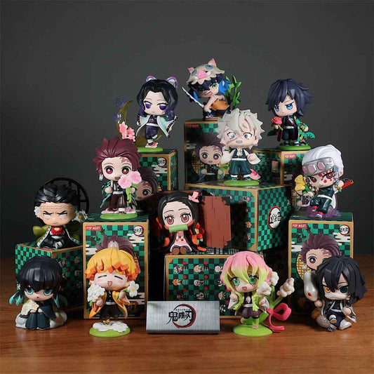 Demon Slayer: Kimetsu no Yaiba Blind Box Q-Version Figures Toys Gifts - Tanjiro Manjutsuri Zenitsu Sound Pillar Flame Pillar Birth Flowers