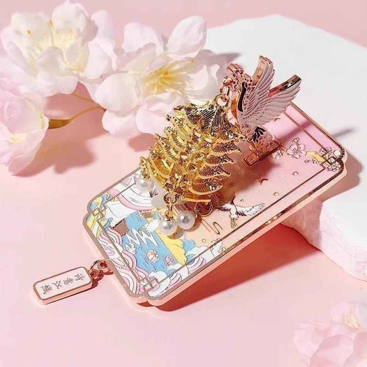 Crane Dance Magnet - Yellow Crane Tower Cherry