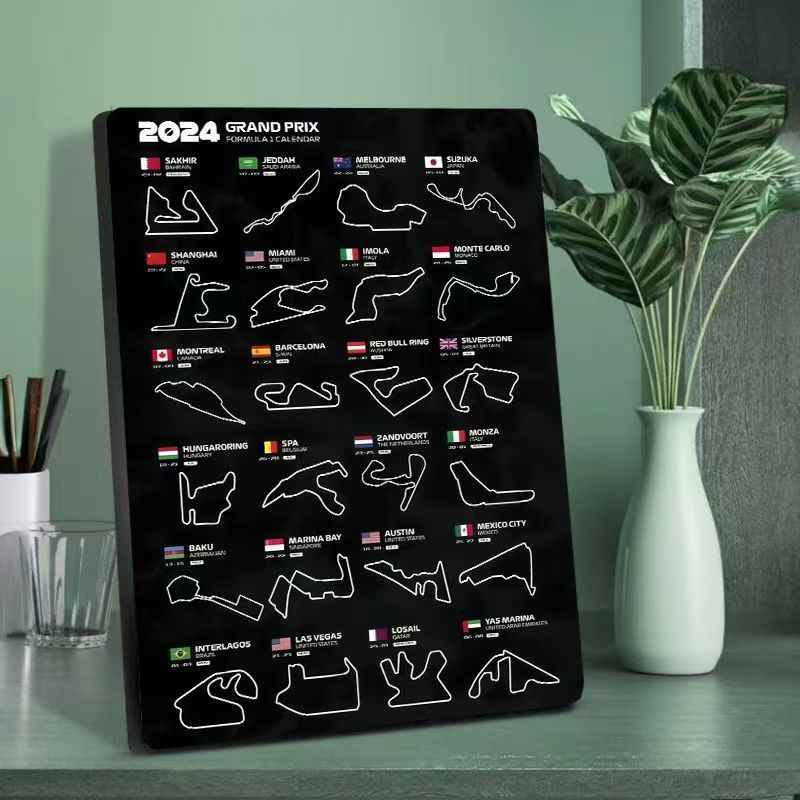 High-quality F1 Formula Racing Track Room Decorations - Stylish F1 Car Display Stand for Friend's Desk or Room, Photo Frame Decorative Painting