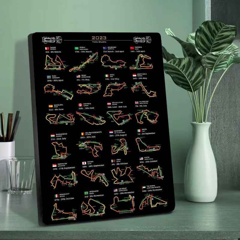 High-quality F1 Formula Racing Track Room Decorations - Stylish F1 Car Display Stand for Friend's Desk or Room, Photo Frame Decorative Painting