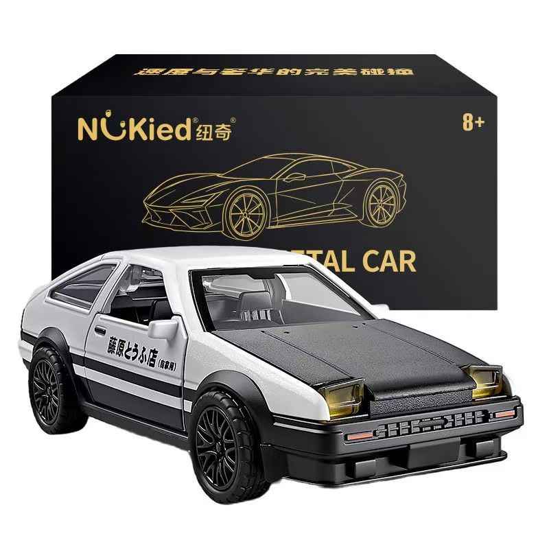 Nukied Authentic Alloy AE86 Model - 'Initial D'Fujiwara Tofu Shop, Wind-Up & Glide Function, Collectible Die-Cast Toy