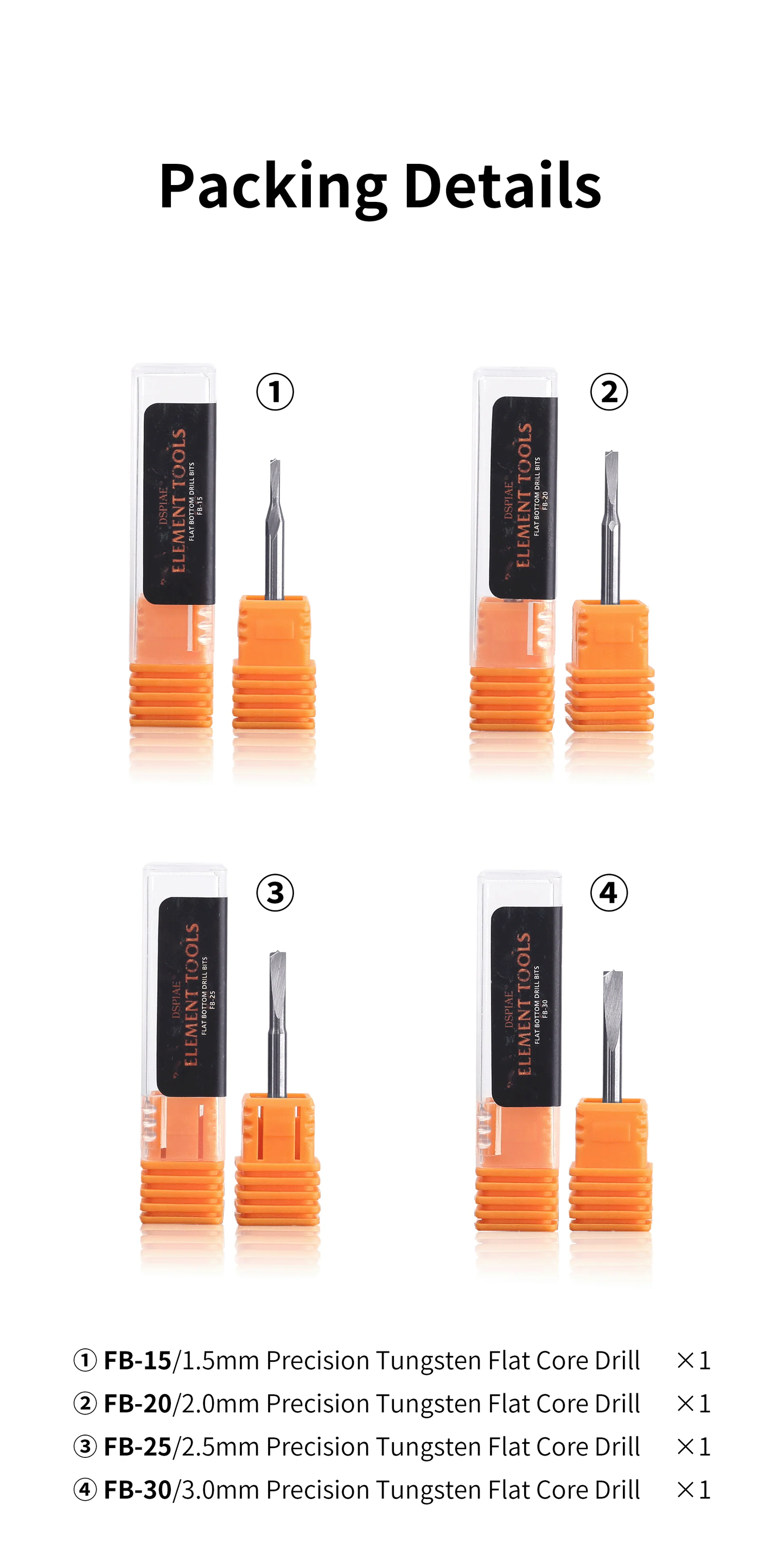 DSPIAE FB Precision Tungsten Carbide Flat Center Drill - ToyWith