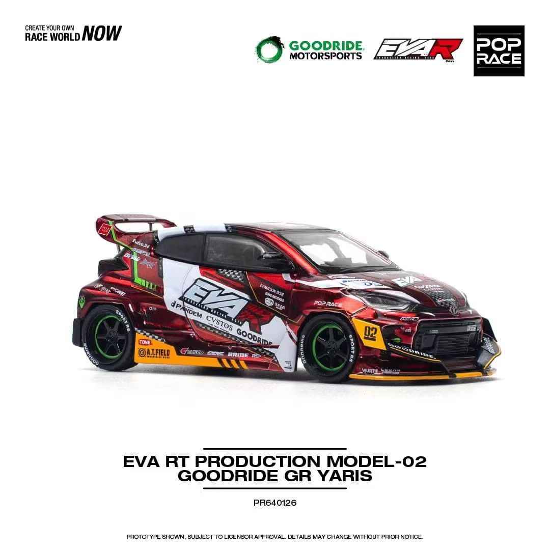 1/64 EVA-02 Red GR Yaris Pandem Alloy Car Model by Pop Race