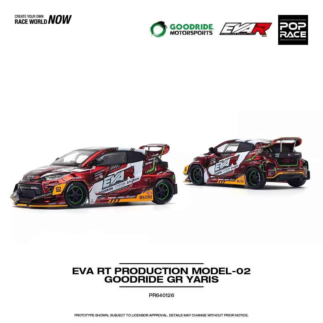 1/64 EVA-02 Red GR Yaris Pandem Alloy Car Model by Pop Race