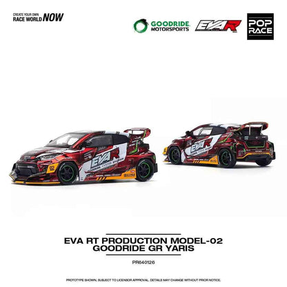 1/64 EVA-02 Red GR Yaris Pandem Alloy Car Model by Pop Race