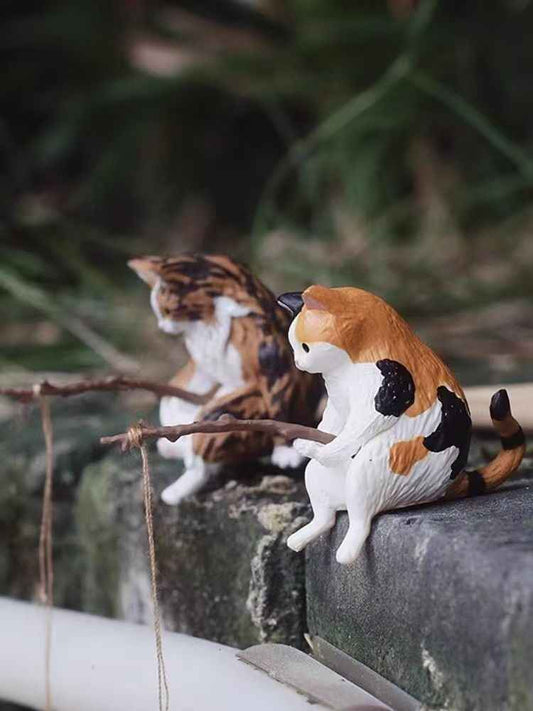 New Cute Cat Fishing Car Decor for Creative Healing Spaces