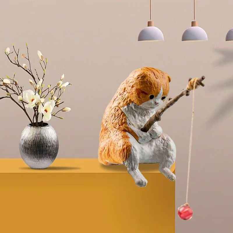 New Cute Cat Fishing Car Decor for Creative Healing Spaces