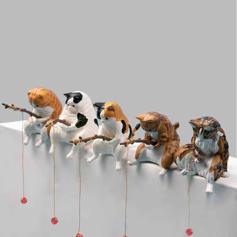 New Cute Cat Fishing Car Decor for Creative Healing Spaces