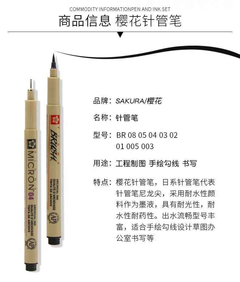 Sakura Micron Pens for Manga – Pro Sketching Needle Tip Pens