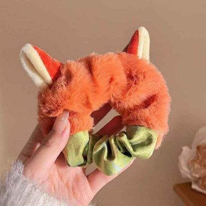 Cute Plush Animal Ear Hair Ties for Kawaii Fall Headband