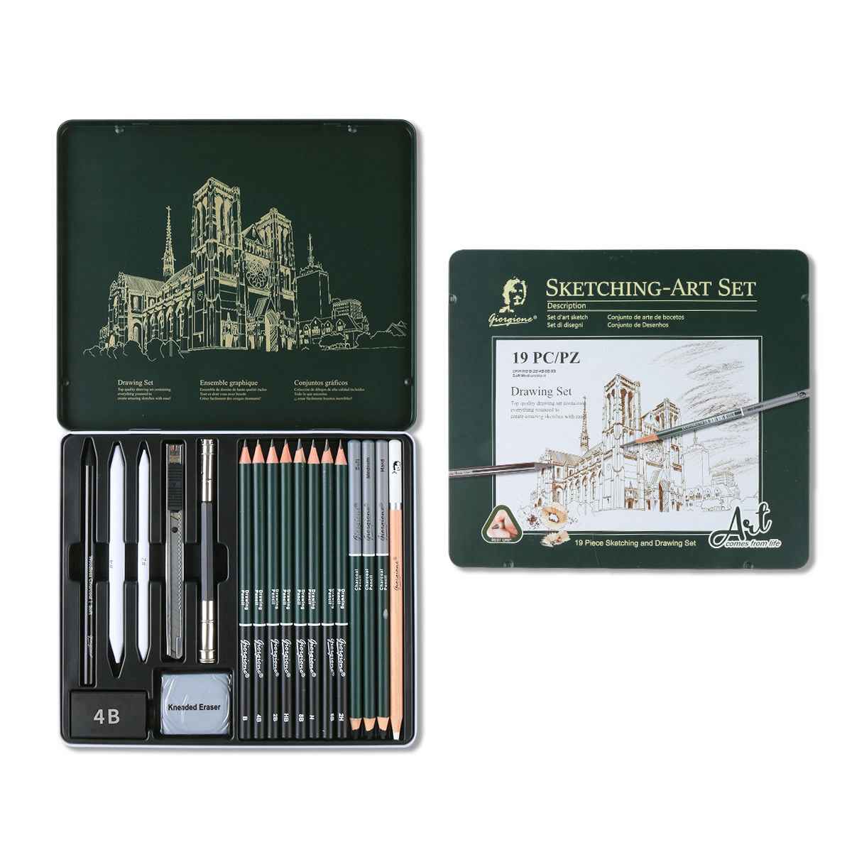 Giorgione Pro Sketching Set - Portable Iron Box for Artists Essentials
