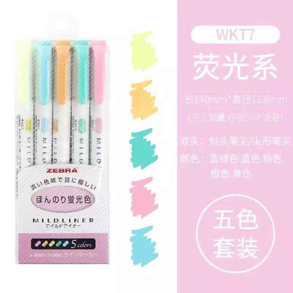 Zebra Mildliner Pastel Highlighter WKT7 – Double-Headed for Note Taking & Study