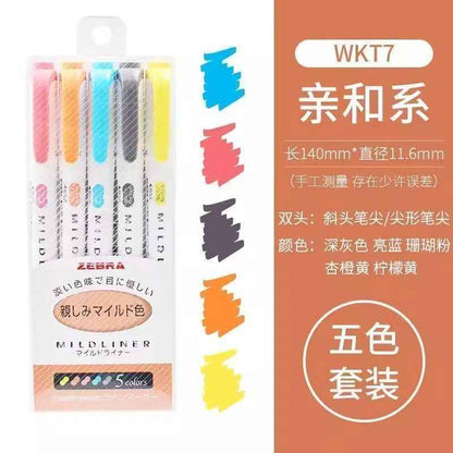 Zebra Mildliner Pastel Highlighter WKT7 – Double-Headed for Note Taking & Study