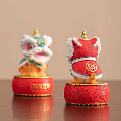Guochao Lion Dance Figurine – Elegant Desktop Gift for Home or Office